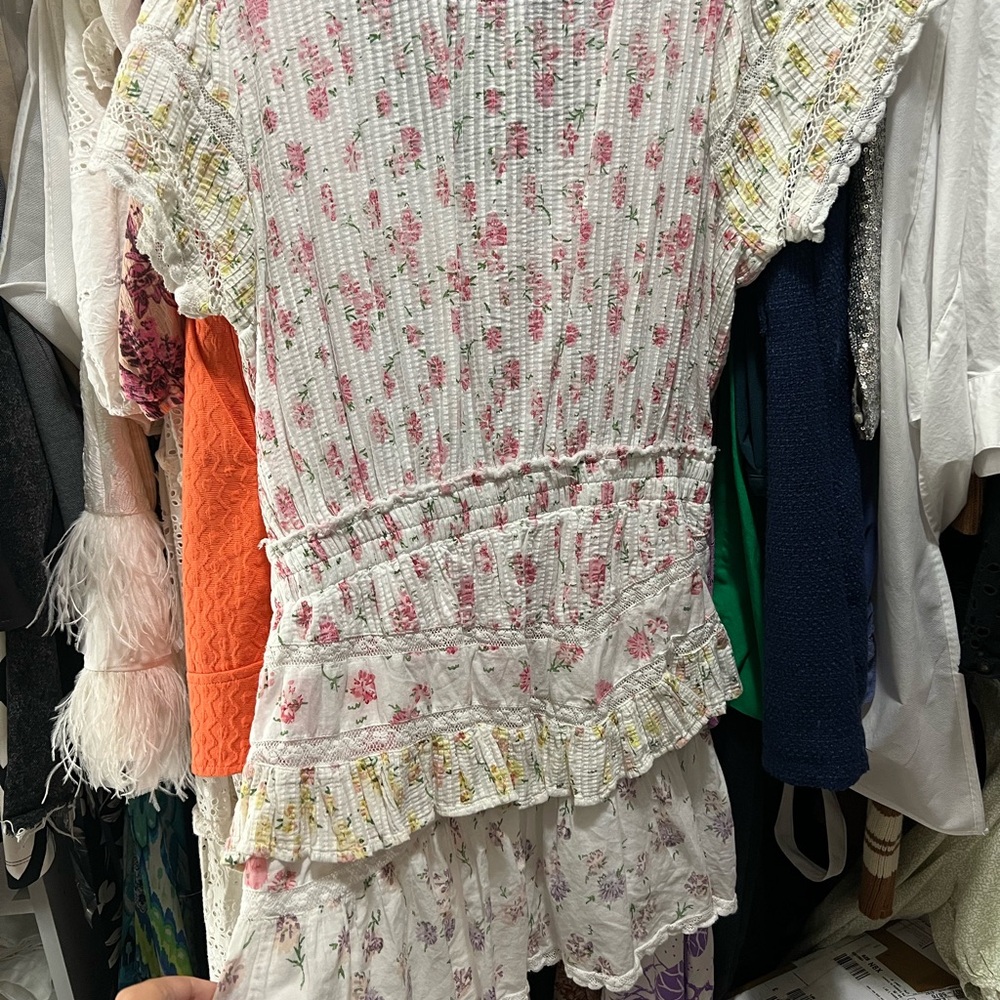 LoveShackFancy Pink and White Floral Dress